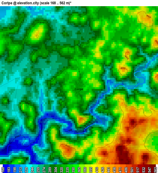 Coripe elevation map