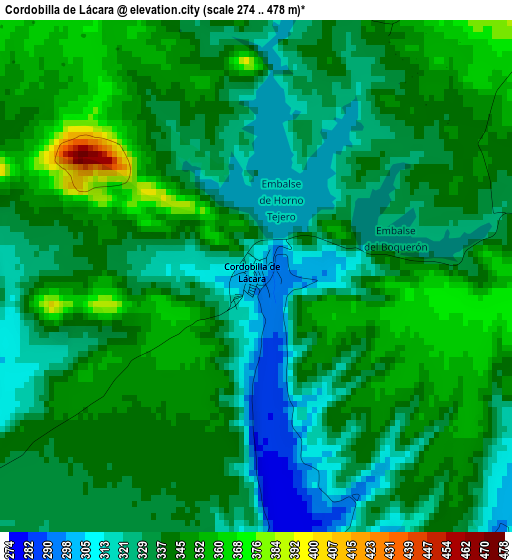 Cordobilla de Lácara elevation map