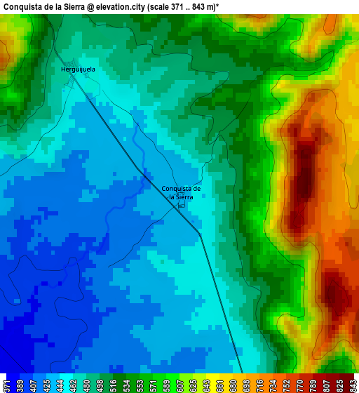 Conquista de la Sierra elevation map