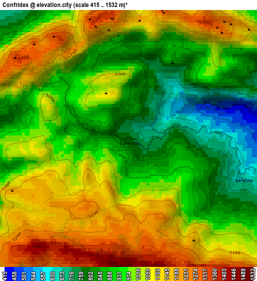 Confrides elevation map