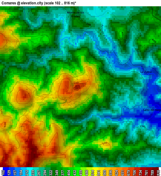 Comares elevation map