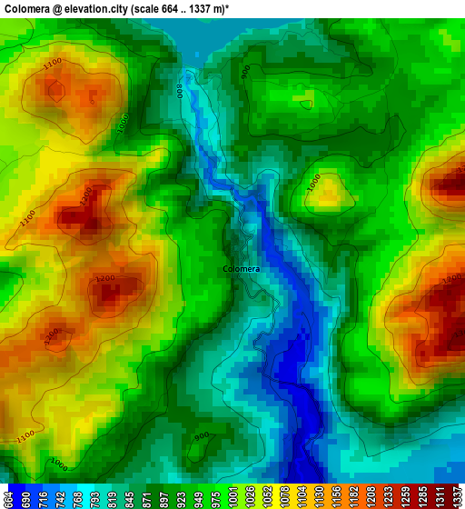 Colomera elevation map