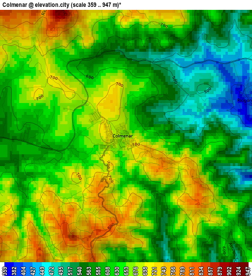 Colmenar elevation map