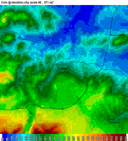 Coín elevation map