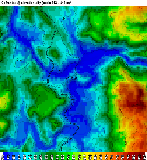 Cofrentes elevation map