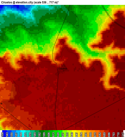 Ciruelos elevation map