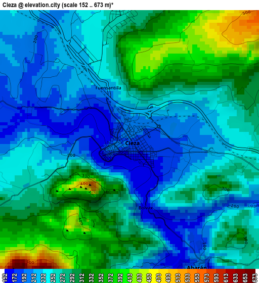 Cieza elevation map