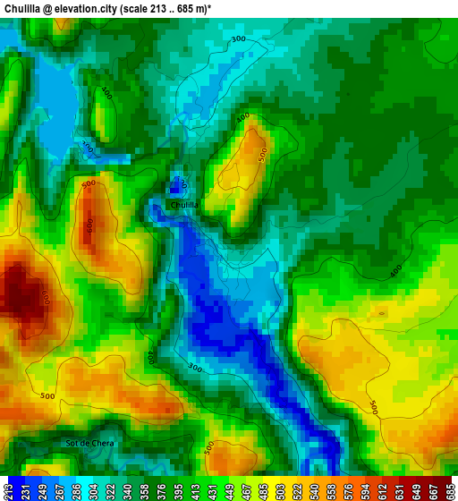 Chulilla elevation map