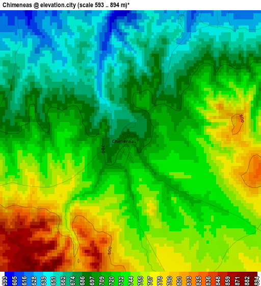 Chimeneas elevation map