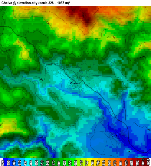 Chelva elevation map