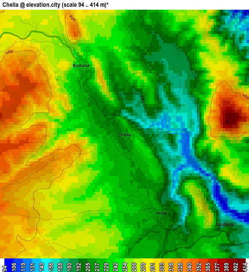 Chella elevation map