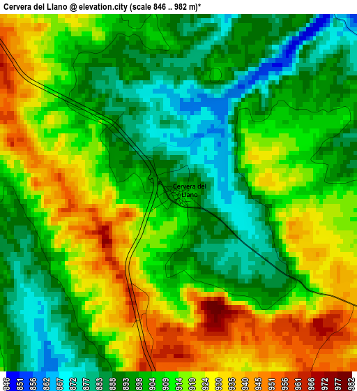 Cervera del Llano elevation map