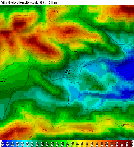 Vília elevation map