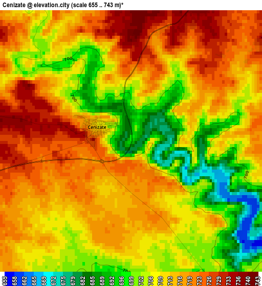 Cenizate elevation map