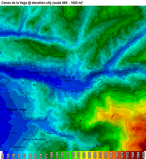 Cenes de la Vega elevation map