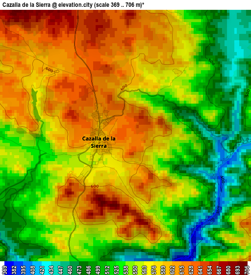 Cazalla de la Sierra elevation map