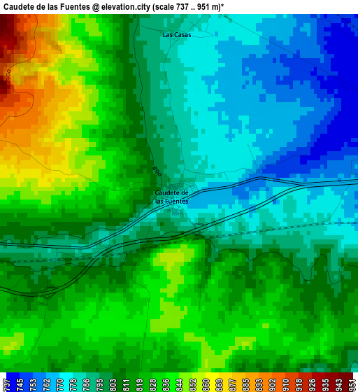 Caudete de las Fuentes elevation map