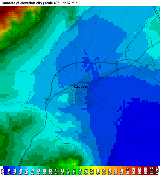 Caudete elevation map