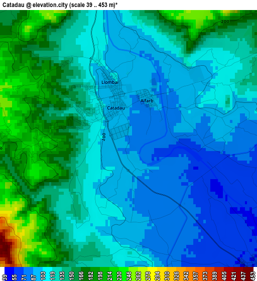 Catadau elevation map