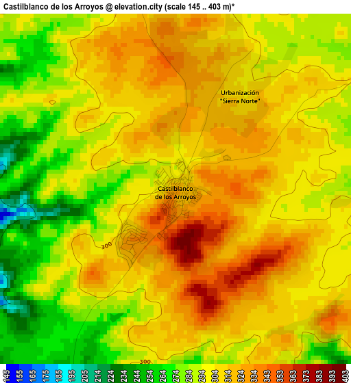 Castilblanco de los Arroyos elevation map