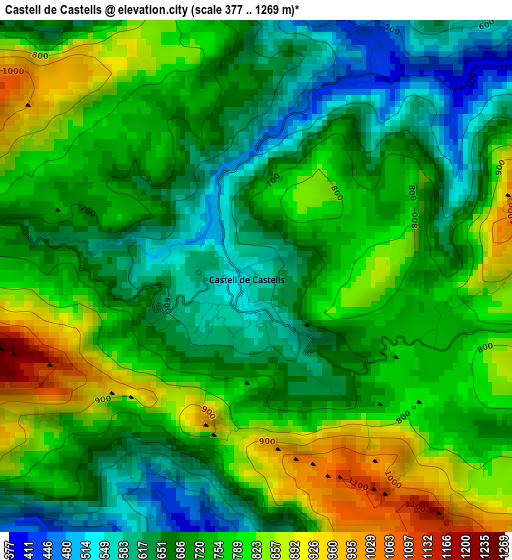 Castell de Castells elevation map