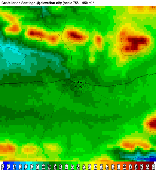 Castellar de Santiago elevation map