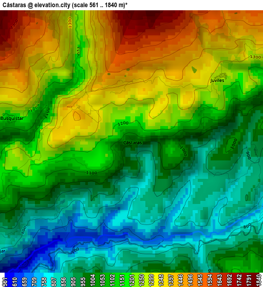 Cástaras elevation map