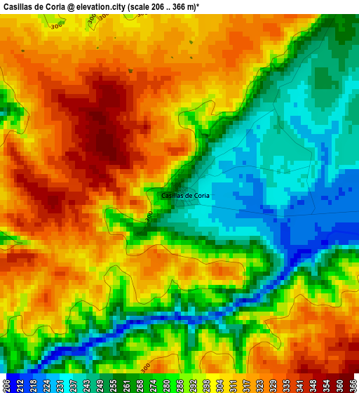 Casillas de Coria elevation map