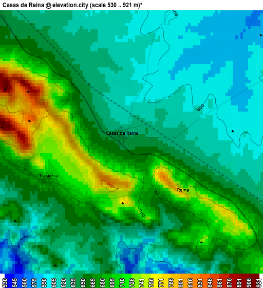 Casas de Reina elevation map