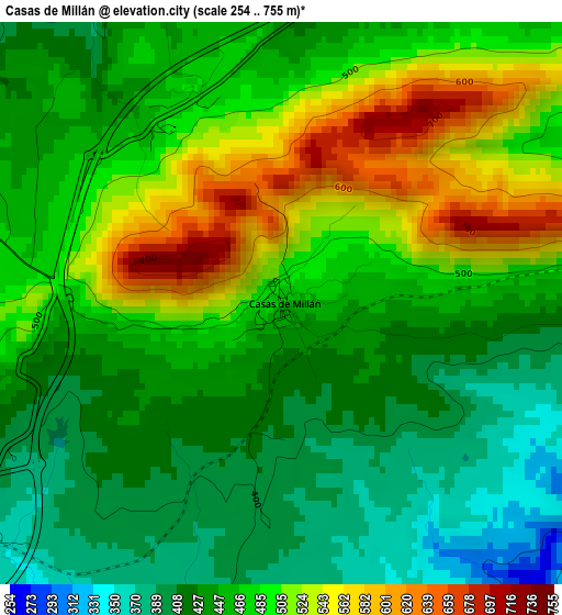 Casas de Millán elevation map