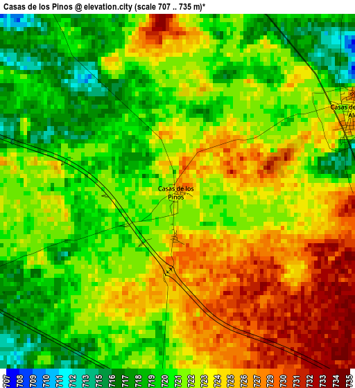 Casas de los Pinos elevation map