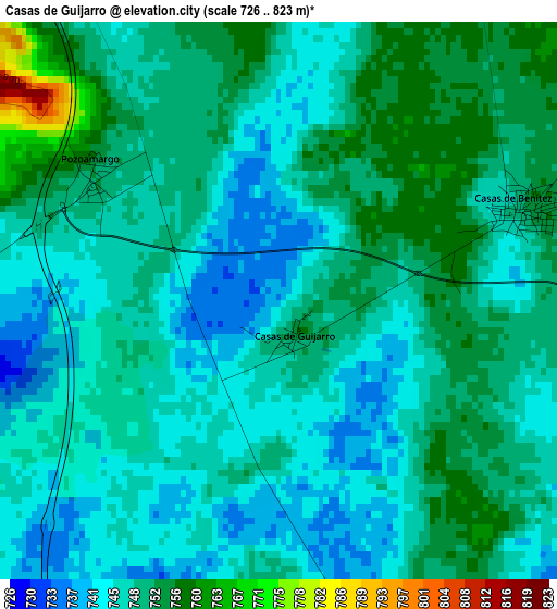 Casas de Guijarro elevation map