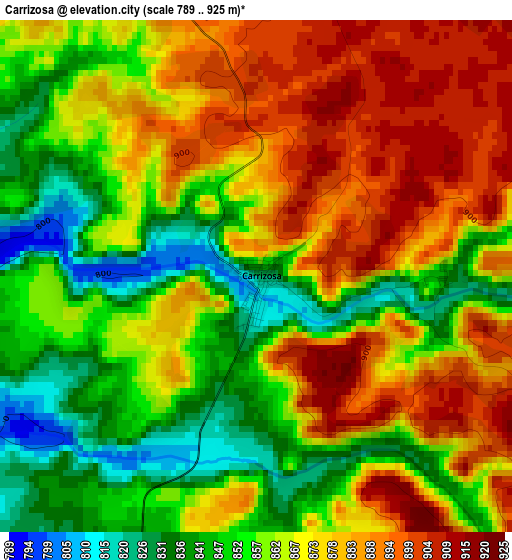 Carrizosa elevation map