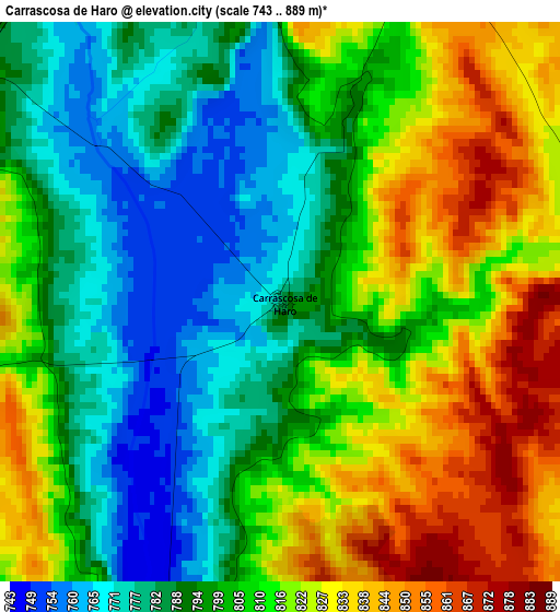 Carrascosa de Haro elevation map