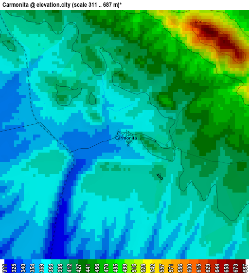 Carmonita elevation map