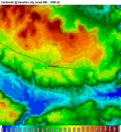 Cardenete elevation map