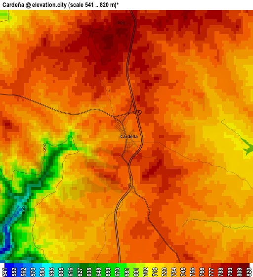 Cardeña elevation map