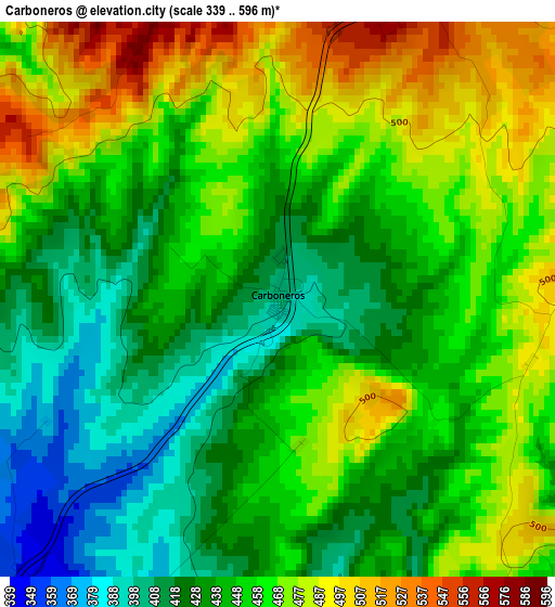 Carboneros elevation map