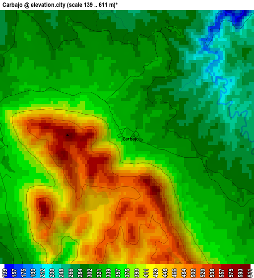 Carbajo elevation map