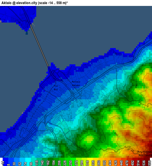 Aktaío elevation map