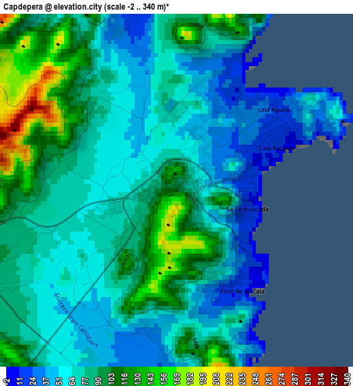 Capdepera elevation map