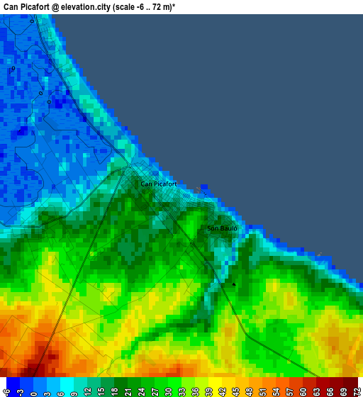 Can Picafort elevation map