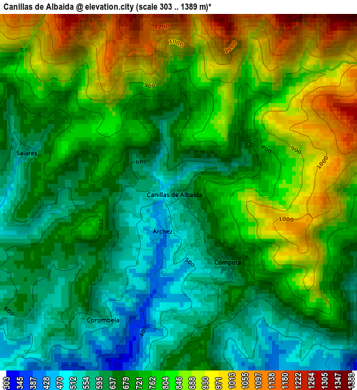 Canillas de Albaida elevation map