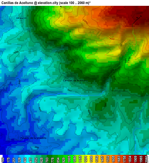 Canillas de Aceituno elevation map