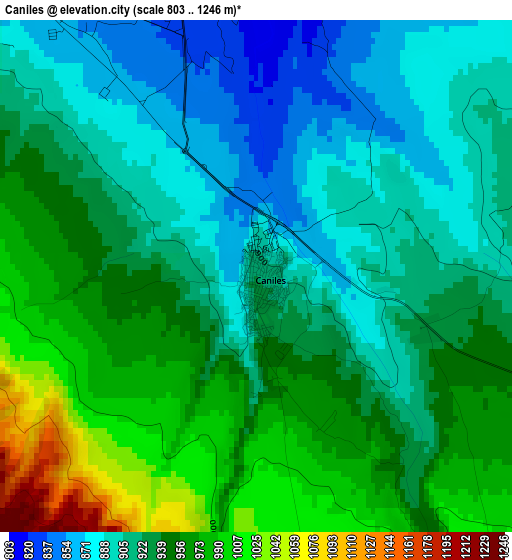 Caniles elevation map