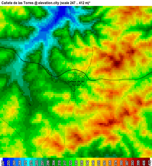 Cañete de las Torres elevation map