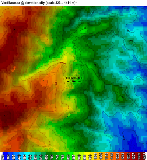 Verdikoússa elevation map