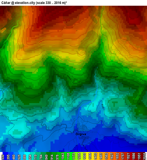 Cáñar elevation map