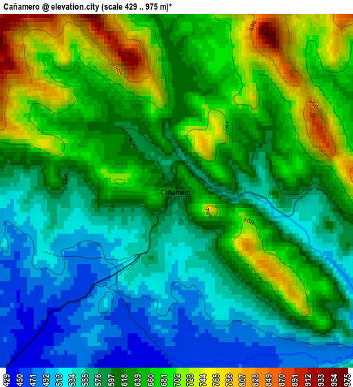 Cañamero elevation map