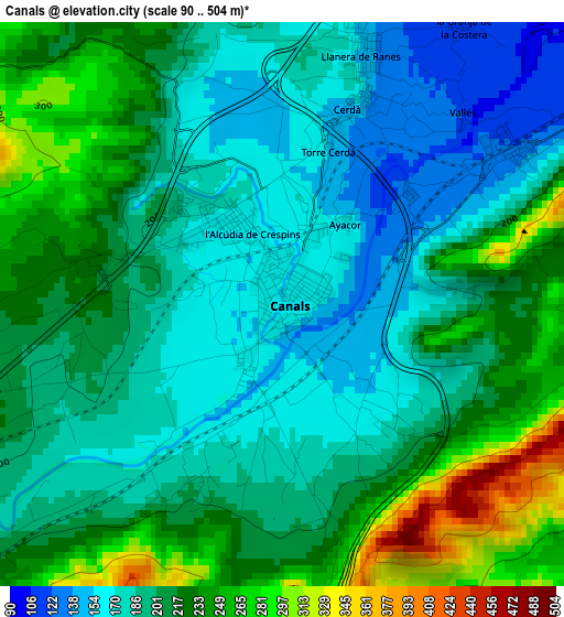 Canals elevation map